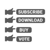 icono de ilustración plana vectorial haga clic en el botón de descarga, vote, suscríbase, compre vector
