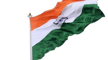 India flag flying high at Connaught Place with pride in blue sky, India flag fluttering, Indian Flag on Independence Day and Republic Day of India, tilt up shot, Waving Indian flag, Har Ghar Tiranga video