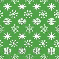 Green Christmas seamless pattern with cute white snowflakes. New Year background for wallpaper, fabric, textile, packaging, gift, template, banner, print, wrap paper. Winter snowy vector illustration