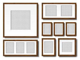 Picture on the wall. Set of empty frames with passepartout, for interior design. Mockup, Isolated on a white background. Vector. vector