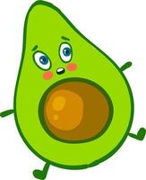 Scared avocado , illustration, vector on white background