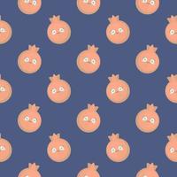 Pomegranates with eyes , seamless pattern on a blue background. vector