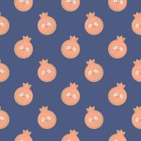 Pomegranates with eyes , seamless pattern on a blue background. vector