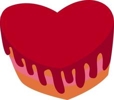 Heart cake, illustration, vector on white background.