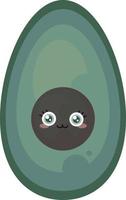 Shy avocado, illustration, vector on white background