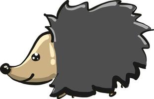 Grey hedgehog, illustration, vector on white background.