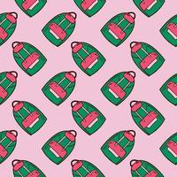 School bag,seamless pattern on pink background. vector