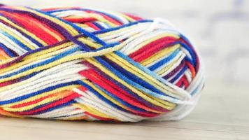 Skein of multicolored yarn close up video