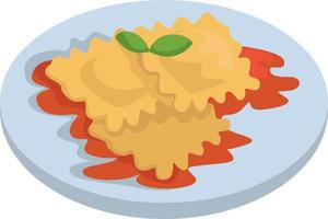 Ravioli on plate, illustration, vector on white background