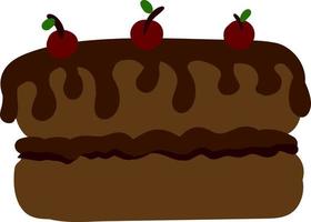 Chocolate big cake, illustration, vector on white background.