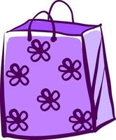 Purple shopping bag, illustration, vector on white background.