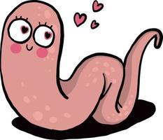 Worm in love, illustration, vector on white background