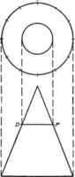 Plan and Elevation of a Cone vintage illustration. vector