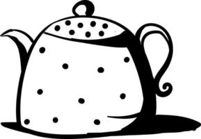 Teapot drawing, illustration, vector on white background.
