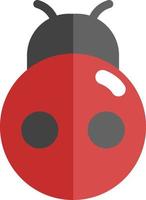 Lady bug with two black dots, icon illustration, vector on white background
