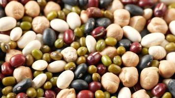 Close up of mixed beans in a bowl video