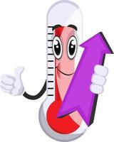 Thermometer with arrow sign, illustration, vector on white background.