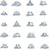 Types of camping tents, illustration, vector, on a white background. vector