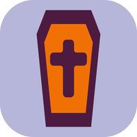 Purple coffin with cross, illustration, vector on a white background.