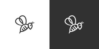 Honey bee logo icon line style vector. vector