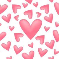 Seamless pattern of pink hearts on a white background. vector