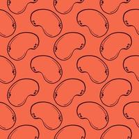 Small beans, seamless pattern on red background. vector