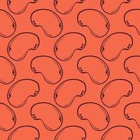 Small beans, seamless pattern on red background. vector