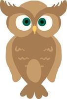 Brown owl, illustration, vector on white background.