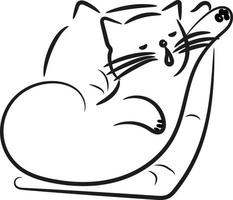 gato soñoliento, ilustración, vector sobre fondo blanco.