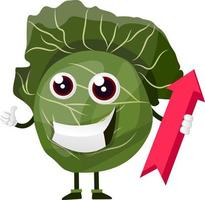 Cabbage with red arrow, illustration, vector on white background.