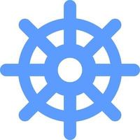 Blue ship wheel, icon illustration, vector on white background