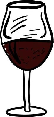 Glass full of wine, illustration, vector on white background.