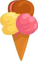 Ice cream cone, illustration, vector on white background.