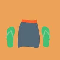 Shorts and sandals, illustration, vector on white background.