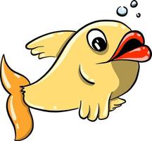 Yelow fish with big lips, illustration, vector on white background