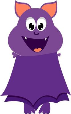 Purple bat, illustration, vector on white background.