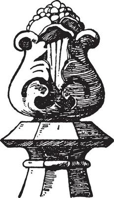 Stone Knob Finial, feature,  vintage engraving.