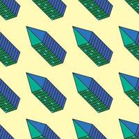 Isometric building ,seamless pattern on light yellow background. vector