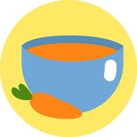 Carrot soup, illustration, vector on a white background.