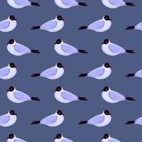 Little gull,seamless pattern on purple background. vector