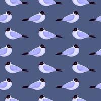 Little gull,seamless pattern on purple background. vector