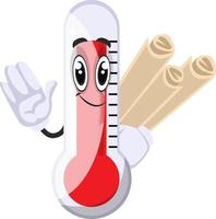 Thermometer with plans, illustration, vector on white background.