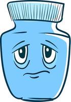 Sad blue bottle, illustration, vector on white background