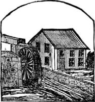 Water-mill, vintage illustration. vector