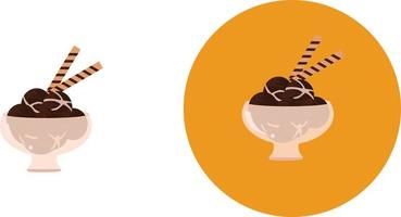 Ice cream in a bowl ,illustration, vector on white background.