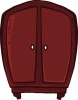 Dark wooden wardrobe, illustration, vector on white background.