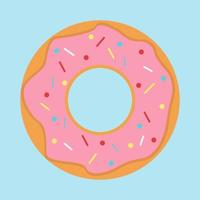 Pink donut, illustration, vector on white background.