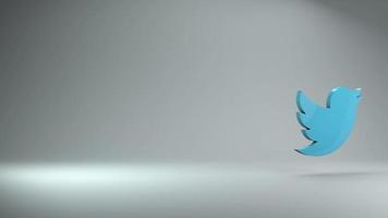 Glossy 3d render design of the twitter social network media logo or symbol on white background video