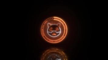 neon lysande shiba inu hund symbol kryptovaluta. intro animering med reflektioner ,krets anslutningar representerar blockchain. shiba inu begrepp av digital betalningar och elektronisk pengar. video