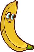 Banana with a happy face, illustration, vector on white background.